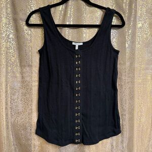 Maurices Black Hook & Eye Ribbed Cotton Tank Top Small NWT